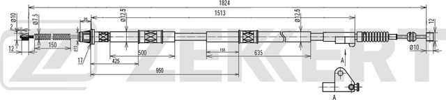 Трос ручника (тросик ручного тормоза) Zekkert. Артикул BZ-1413