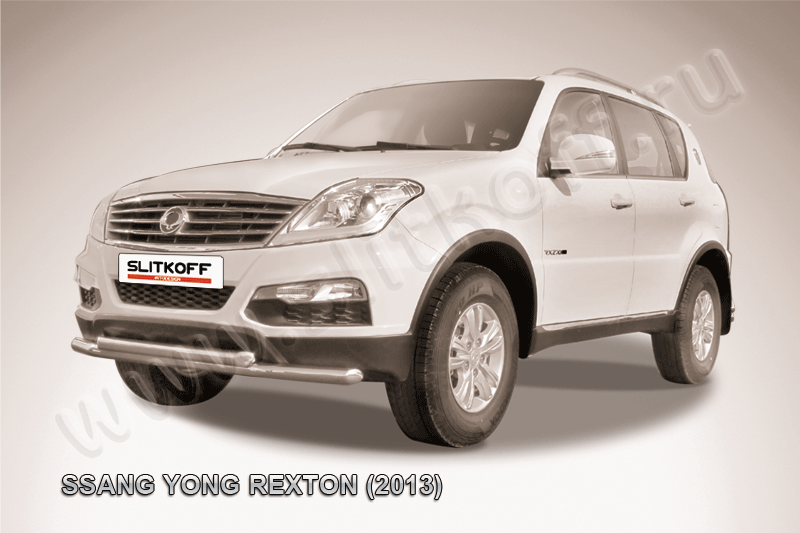 Защита Slitkoff переднего бампера d57+d57 двойная для SsangYong Rexton III 2012-2026. Артикул SSRN003