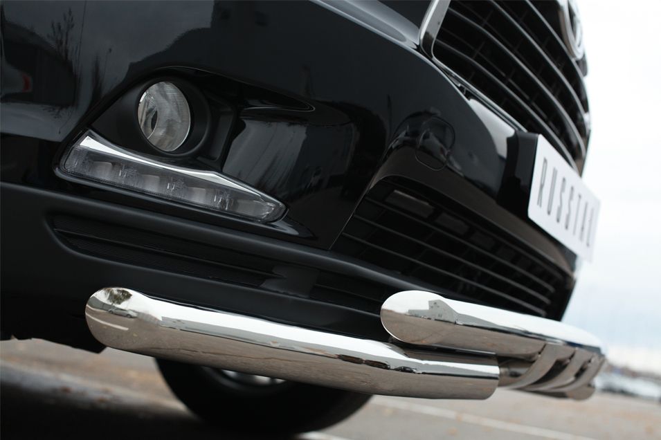 Защита RusStal переднего бампера d63 (дуга) d63 (уголки)+клыки для Toyota Highlander III 2014-2026. Артикул THRZ-001918