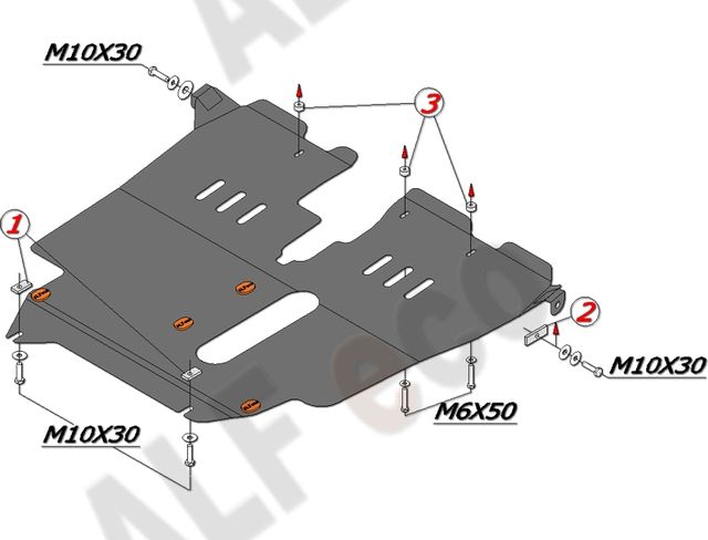 Защита алюминиевая Alfeco для картера и КПП Toyota Corolla Spacio E110 1997-2001. Артикул ALF.24.32 AL4