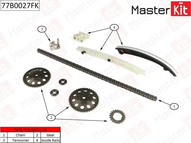 77B0027FK Комплект цепи ГРМ Opel Astra 1.0i-1.4i Z10XE/X12XE (Master KIT) Master KIT. Артикул 77b0027fk