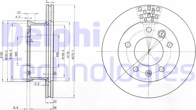 Тормозной диск Delphi передний для Volkswagen LT II 1996-2006. Артикул BG3236
