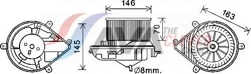 Вентилятор, мотор печки (отопителя) салона AVA (полимерный материал). Артикул PE8394