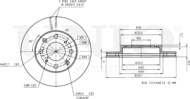 Диск тормозной (Unio). Артикул BRD-20271