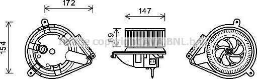 Вентилятор, мотор печки (отопителя) салона AVA для Volkswagen LT II 1996-2006. Артикул MS8616