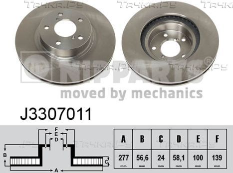 Тормозной диск Nipparts передний для Subaru Impreza IV 2012-2016. Артикул J3307011