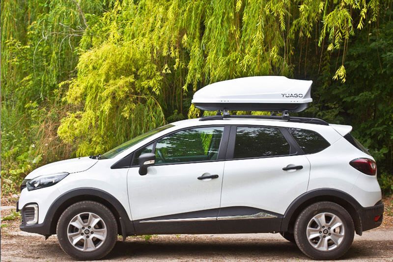 Автомобильный бокс Yuago Optima (тиснение) (EuroLock) серый (390 л, 140х78х40 см). Артикул 2000000019963