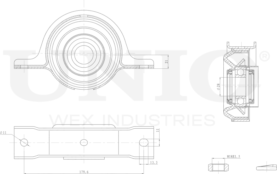 Подшипник подвесной карданного вала (Unio). Артикул RMP-15175
