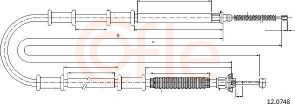 Трос ручника (тросик ручного тормоза) Cofle. Артикул 12.0748