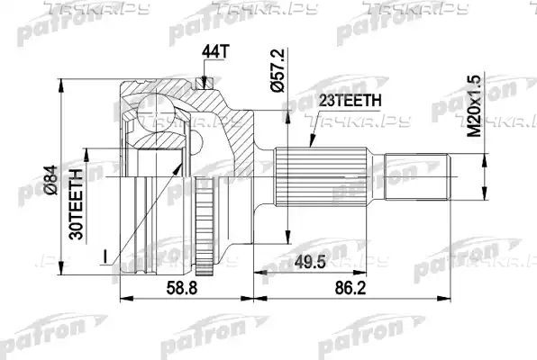 Шрус наружный (граната) Patron для Nissan Kubistar X76 2003-2026. Артикул PCV1542