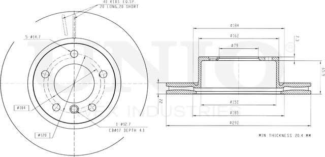 Диск тормозной (Unio). Артикул BRD-20341