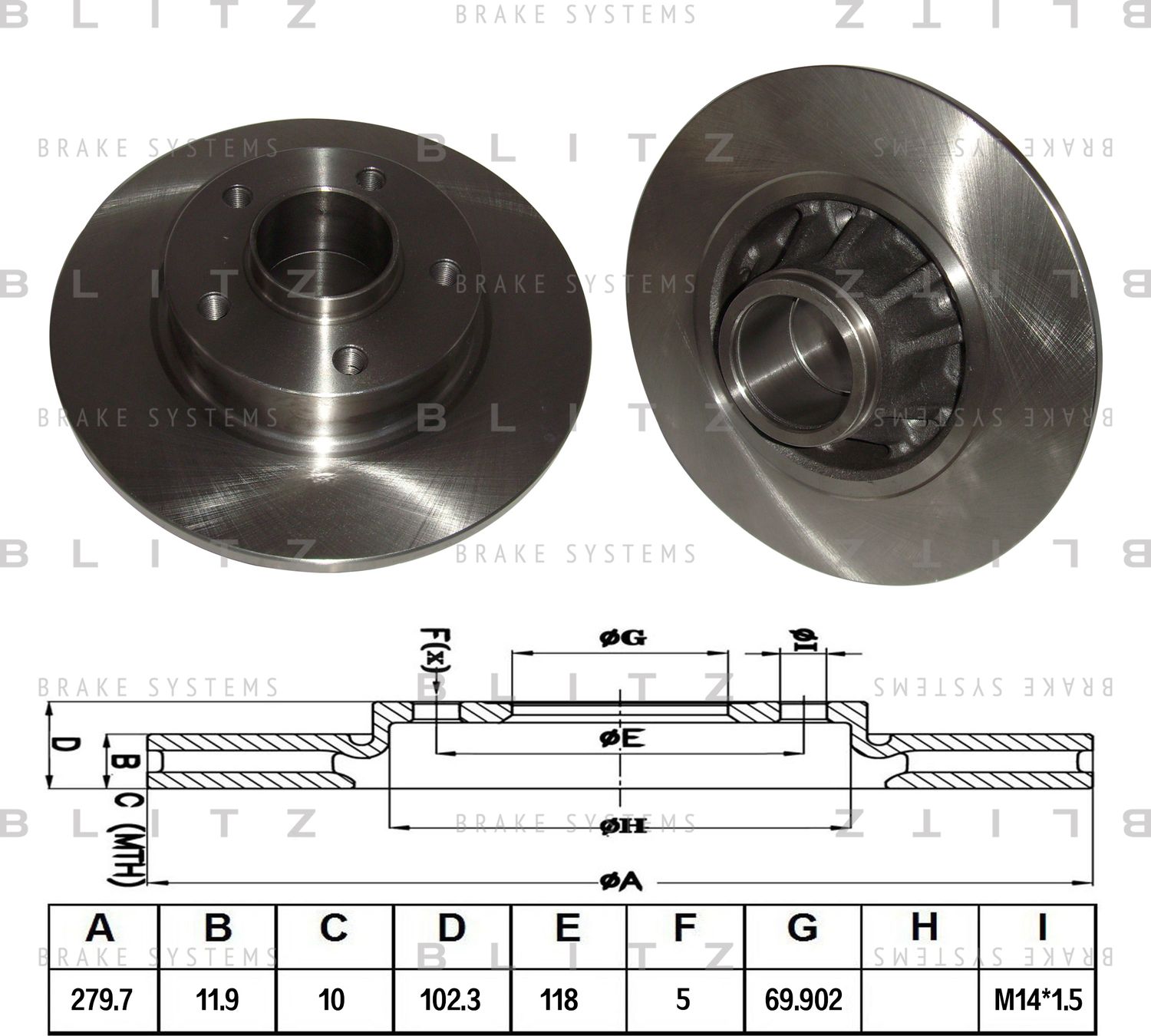 Диск тормозной RENAULT/NISSAN TRAFIC/PRIMASTAR 01- задн. (Blitz). Артикул BS0195