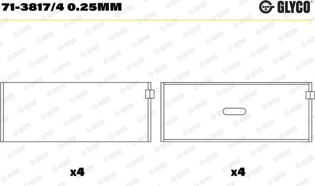 Вкладыши шатунные Glyco для Mercedes-Benz G-Класс W463 I 1990-1993. Артикул 71-3817/4 0.25mm