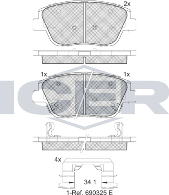 Тормозные колодки Icer. Артикул 182136