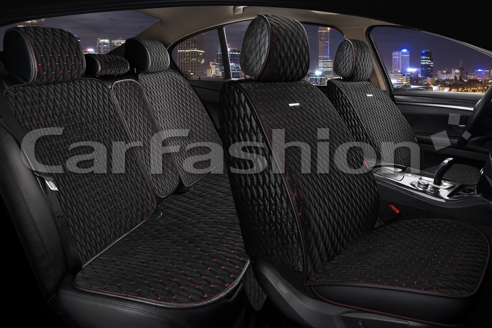 Накидки универсальные CarFashion Rubin Plus для авто, цвет Черный/Черный/Красный. Артикул 22697