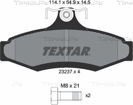 Тормозные колодки Textar задние для Chevrolet Nubira 2005-2011. Артикул 2323701
