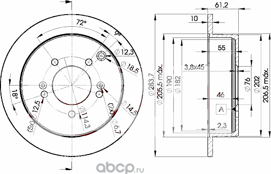 Диск торм. задний Santa Fe  Trajet (Icer). Артикул 78bd2907