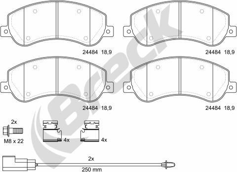 Тормозные колодки Breck. Артикул 24484 00 703 10