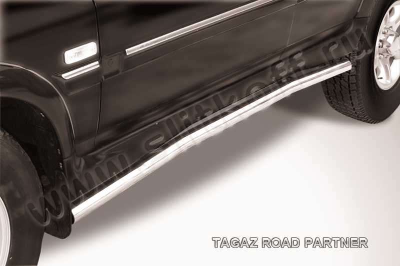 Пороги Slitkoff труба d57 с загибами для ТагАЗ Road Partner 2008-2026. Артикул TARP009
