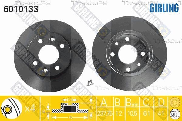 Тормозной диск Girling передний для Dacia Sandero I 2008-2012. Артикул 6010133