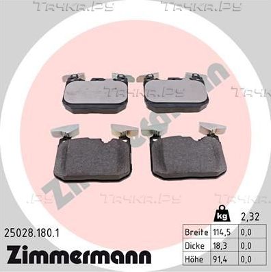 Тормозные колодки Zimmermann передние для BMW 2 F44 2019-2026. Артикул 25028.180.1