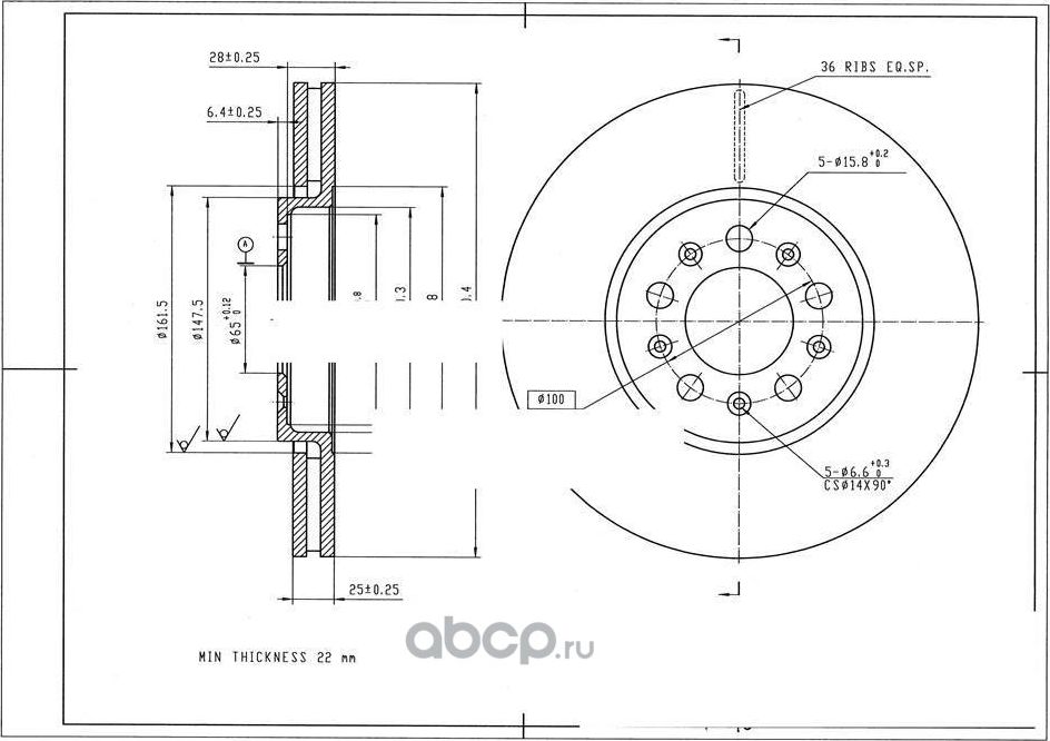 Диск тормозной AVANTECH. Артикул BR3014S
