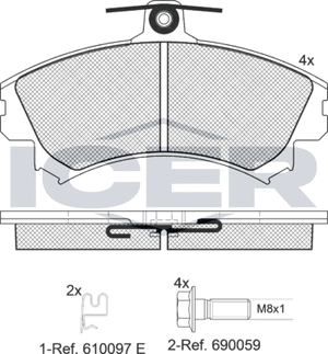 Тормозные колодки Icer передние для Mitsubishi Colt VI (Z20/Z30) 2004-2012. Артикул 181118-700