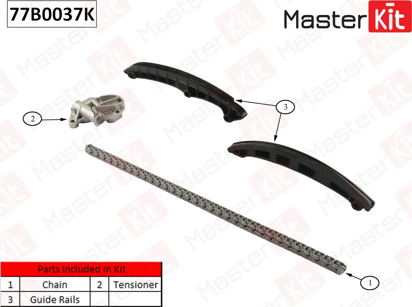 77B0037K Комплект цепи ГРМ SKODA FABIA/Volkswagen POLO 1.2 AZQ/BME/BZG 07-14 (без звездочек) (Master KIT) Master KIT. Артикул 77b0037k
