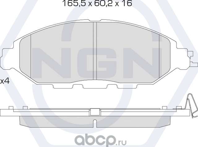 Колодки тормозные керамические, передние (NGN). Артикул 3501240