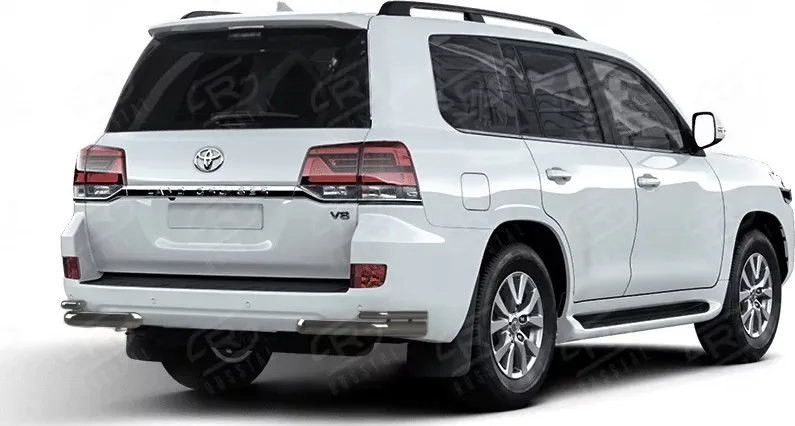 Защита RusStal заднего бампера уголки d63 (секции) d42 (секции) для Toyota Land Cruiser 200 2012-2015. Артикул TLCZ-001650