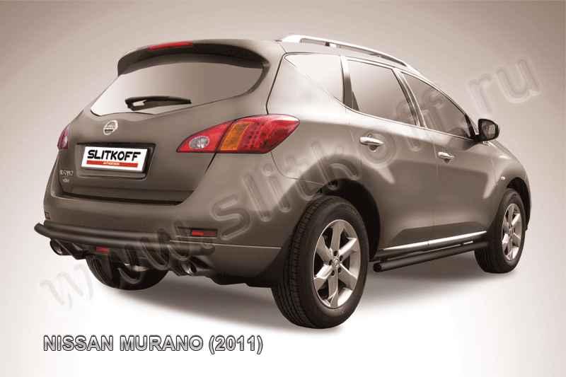 Защита Slitkoff заднего бампера d57 ЧЕРНАЯ матовая для Nissan Murano Z51 2011-2015. Артикул NIM11009B