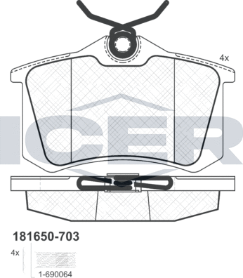 Тормозные колодки Icer задние для Renault Fluence I 2010-2017. Артикул 181650-703