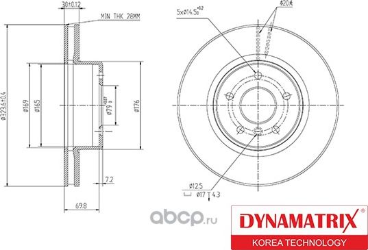 Диск тормозной (Dynamatrix-Korea) Dynamatrix-Korea. Артикул DBD1242