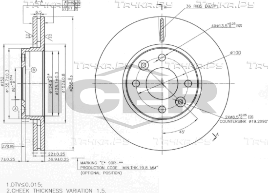 Тормозной диск Icer передний для Renault Sandero III 2021-2026. Артикул 78BD3110-2