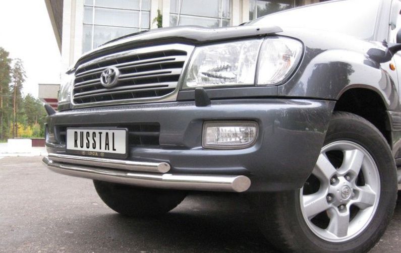 Зашита переднего бампера d76/42 (дуга) для Toyota Land Cruiser 100 1998-2007. Артикул LHZ-000457