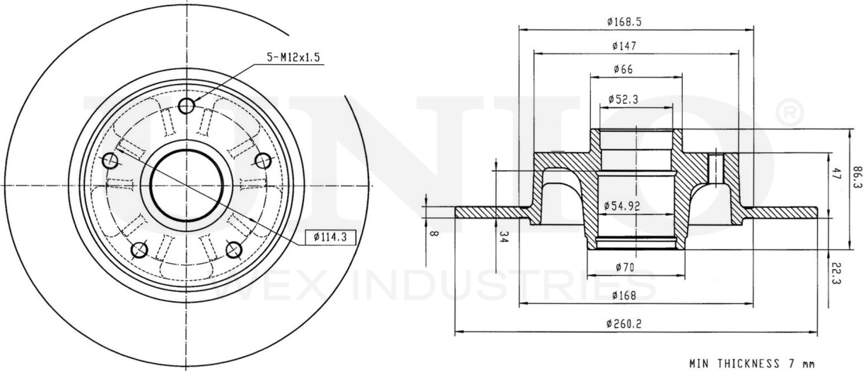 Диск тормозной (Unio). Артикул BRD-20122
