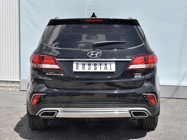 Защита RusStal заднего бампера d75х42 (дуга) для Hyundai Grand Santa Fe 2015-2026. Артикул HSFZ-002739