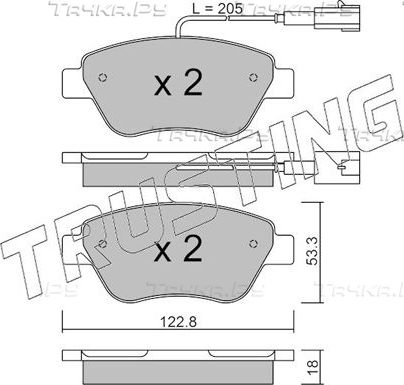 Тормозные колодки Trusting передние для Fiat Punto III Punto Evo 2008-2010. Артикул 330.3