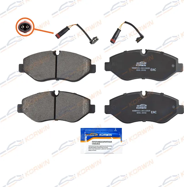 Колодки тормозные перед. Mercedes Sprinter (906) 06-/W639/VW Crafter с д. износа (Korwin). Артикул KWBP0311