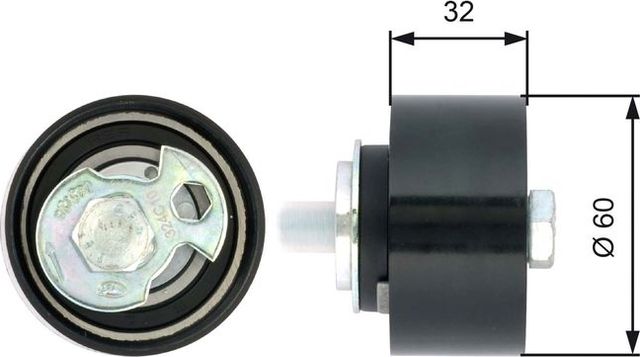 Натяжной ролик (натяжитель) ремня ГРМ Gates PowerGrip®. Артикул T43124