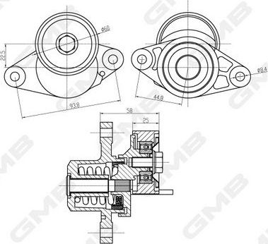 Натяжной ролик (натяжитель) приводного ремня GMB. Артикул GAT21000