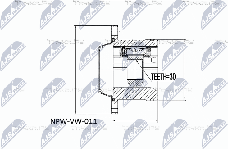 Шрус внутренний (граната) NTY передний для SEAT Leon I 2000-2006. Артикул NPW-VW-011