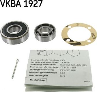 Ступичный подшипник (комплект) SKF. Артикул VKBA 1927