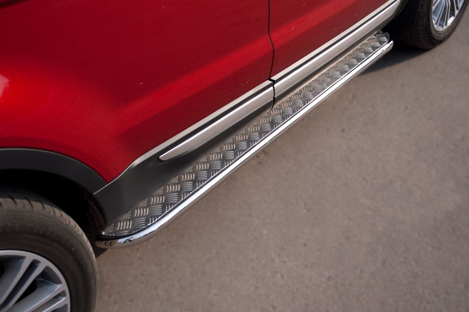 Защита порогов RusStal труба d42 с листом для Land Rover Range Rover Evoque I Prestige, Pure 2011-2018. Артикул REPL-000807