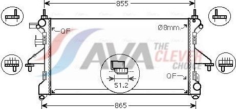 Радиатор охлаждения двигателя AVA для Fiat Ducato III 2011-2026. Артикул FT2464