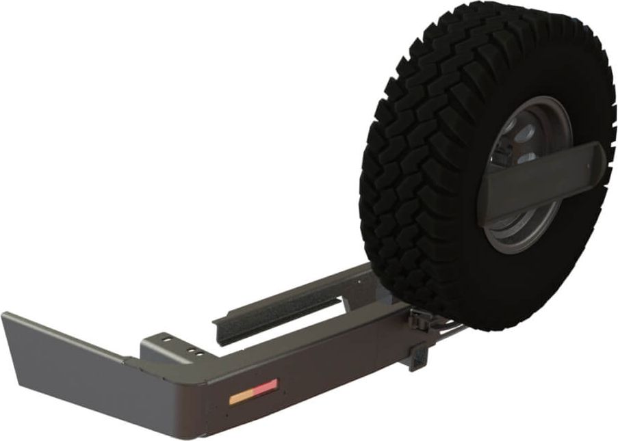 Бампер силовой задний STC для Toyota Land Cruiser 200 2015-2021 с квадратом под фаркоп, площадкой под лебедку, калиткой по центру, кронштейном крепления гос номера и фонарями. Артикул STC-TLC200/15-BR-W-C1-L1