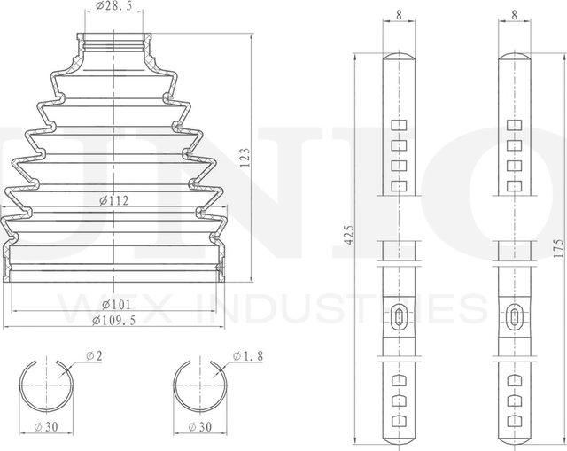Пыльник ШРУС, комплект (Unio). Артикул DUC-30097K