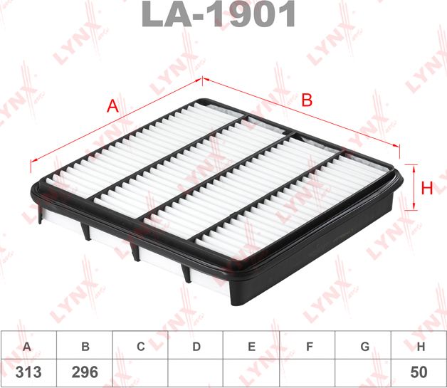 Воздушный фильтр LYNXauto для Toyota Sequoia II 2007-2026. Артикул LA-1901