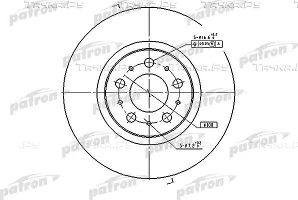 Тормозной диск Patron передний для Volvo S60 I 2000-2010. Артикул PBD4053