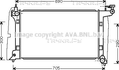Радиатор охлаждения двигателя AVA для Toyota Avensis II 2003-2008. Артикул TO2302